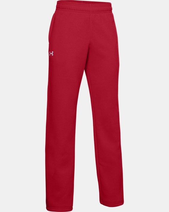 Boys' UA Hustle Fleece Pants, Red, pdpMainDesktop image number 0